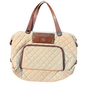 Quilted Tan and Brown Laptop Bag
